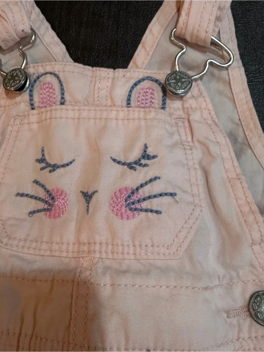 OshKosh B’Gosh Pink Bunny Embroidered Tulle Overall Girls Dress Sz 9m